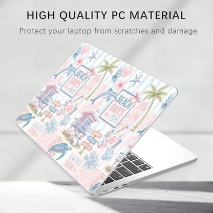 Compatible with MacBook Pro 14 inch Case M5 M4 M3 M2 M1 Pro/Max 2026-2021 A3427 A3426 A3434 A3112 A3185 A3401 A2918 A2992 A2779 A2442, Cute Sea Turtle Beach Palm Tree Hard Shell Matte Cover - color: Beach D, size: MacBook Pro 14 inch