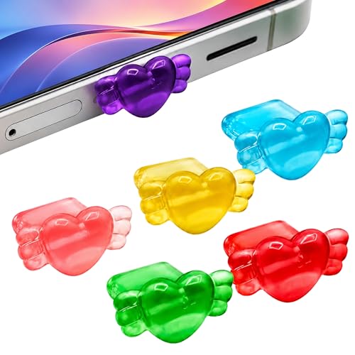 PortPops USB-C Dust Plugs for iPhone 17, Charm Stays Put, Wireless Charging Friendly, Blocks Dust and Lint, 6 Colors with Cleaning Brush, for USB C Phones Kindles Tablets - size: Heart