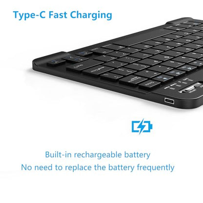 Ultra-Slim Small Bluetooth Keyboard for iPad, Portable Rechargeable Wireless Keyboard for iPad Air, iPad Pro, iPad mini iPhone Android Samsung Tablet Cell Phone Smartphone (Black)