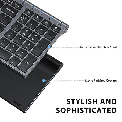 iClever BK10 Bluetooth Keyboard, Wireless Rechargeable Ultra-Slim Keyboard with Long Battery Life, Compatible with iOS, Android, Windows, Mac for iPad, Tablet, Laptop, PC, Phone (Gray Black) - color: gray black