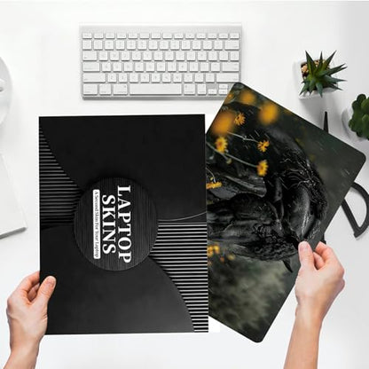 Universal Laptop Skin Sticker with 2 Wrist Pad Skins, Waterproof Scratch Resistant Vinyl Laptop Cover Decal, Cut to Fit for 11–15.6 Inch MacBook HP Dell Lenovo, Black Horse - color: Black Horse