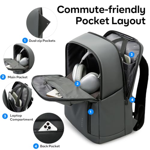 BANGE Business Smart Backpack for Men and Women，can holds 15.6 Inches Laptop Backpack, Waterproof Commute Work Travel Backpack, Flight Carry-On (gray) - color: Gray
