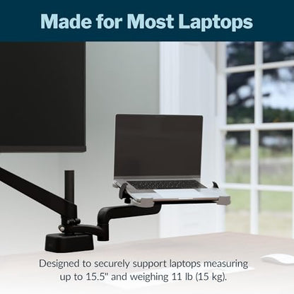 Vari Laptop Holder for Monitor Arm – Adjustable Laptop Tray for Laptops up to 15.5” – Modular Add-On with 360° Rotation & Cable Management – Black - size: Laptop Holder