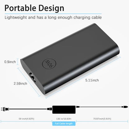BAJ 90W USB C Laptop Charger Compatible with Dell XPS/Latitude/Precision | for Dell XPS 13 15 9360 9365 Latitude 3400 3500 5400 7420 7300 Precision 3540 Chromebook 3100 Power Cord
