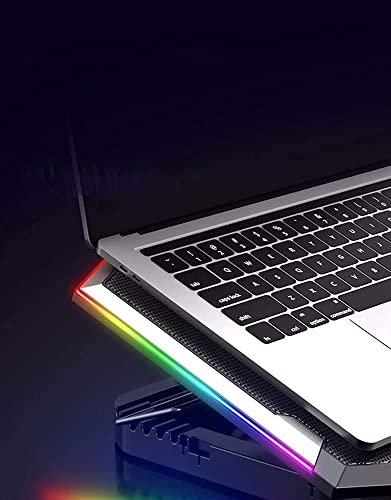 TOEWOE Laptop Cooling Pad, RGB Gaming Notebook Cooler, Laptop Fan Stand Adjustable Height with 6 Quiet Fans for 12-17.3 Inch Laptops, Two USB Ports