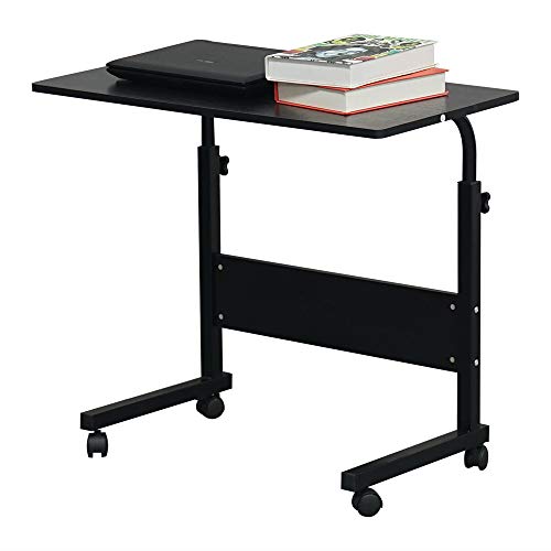 Adjustable Height Mobile Computer Desk Rolling Computer Desk, Height Adjustable Mobile Laptop Stand Desk Rolling Cart, Mobile Small Standing Desk Portable Rolling Laptop Desk Overbed Bedside Desk - color: A