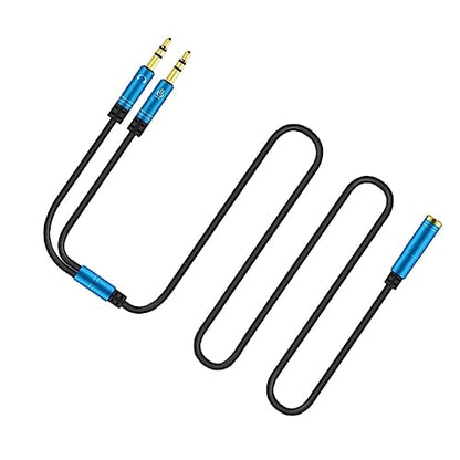 Veemoon 1pc Headset Splitter Adapter Cable Female to Male Audio Connector Microphone and Headphone Splitter for Laptop and Mobile Devices and Versatile Audio Adapter