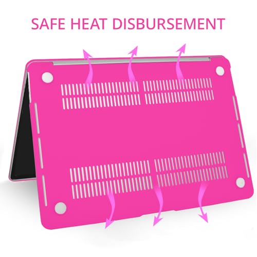 Anban Compatible with MacBook Pro 13 inch Case M2 M1 2025 2024 2023-2016 | Model A2338 A2251 A2289 A2159 A1989 A1708 A1706, Plastic Laptop Hard Shell Case & Keyboard Cover & Screen Protector, Hot Pink - color: Hot Pink