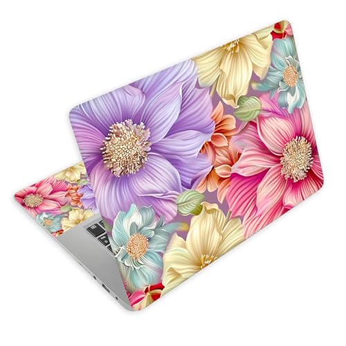 Universal Laptop Skin Decal, 3-Piece Vinyl Protector for 12 13 14 15.6" Notebook, Waterproof Anti-Scratch, Easy Trim & Bubble-Free Finish, Pastel - Hued Floral - color: Pastel - Hued Floral