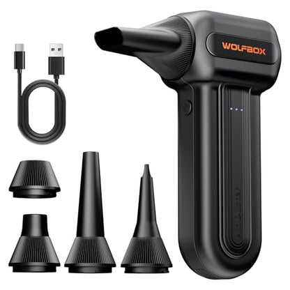 WOLFBOX MF60&MF70 Compressed Air Duster-110000RPM Super Power Electric Air Duster, 3-Speed Adjustable Rechargeable Cordless Air Blower with Fast Charging for PC Keyboard Cleaning, Car, Home (Black)
