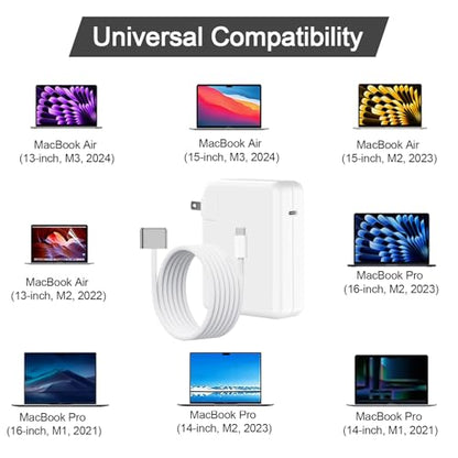 E-POWIND 140W USB-C Power Adapter Charger for 14 16 inch 2021 2023 M1 M2, 13 15 inch M2 M3 2022 2023 2024, 6.6 FT Braided Magnetic USB-C to Mag 3 Cable LED Indicator
