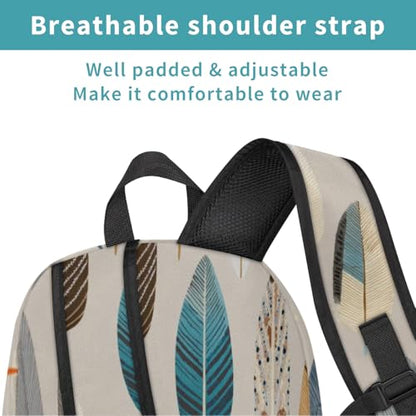 Ethnic Feathers Large Backpack for Women and Men Waterproof Travel Laptop Backpack Lightweight Business Work Daypack Fits 17 Inch Computer - color: Multicolor 5