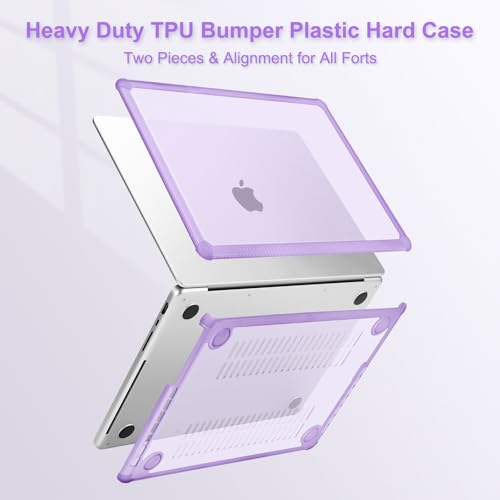 MOSISO Compatible with MacBook Pro 14 inch Case M5 M4 M3 M2 M1 2026-2021 | 3 in 1 Kit Anti-Crack Hard Shell with TPU Bumper, A3427 A3426 A3434 A3112 A3185 A3401 A2918 A2992 A2779 A2442, Purple - color: Purple