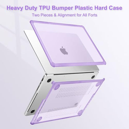 MOSISO Compatible with MacBook Pro 14 inch Case M5 M4 M3 M2 M1 2026-2021 | 3 in 1 Kit Anti-Crack Hard Shell with TPU Bumper, A3427 A3426 A3434 A3112 A3185 A3401 A2918 A2992 A2779 A2442, Purple - color: Purple