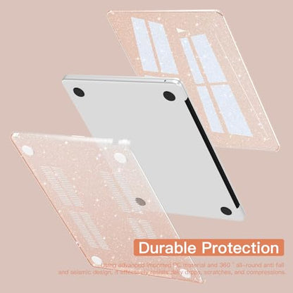 CISSOOK Compatible with MacBook Air 13 inch Case A3449 A3240 A3113 A2681 | 2026 2025 2024 2023 2022, 5in1 Set Hard Shell Case Keyboard Cover for MacBook Air 13.6 inch M2 M3 M4 M5, Cherry Pink Glitter - color: Air13.6inch-Cherry Pink Glitter Star