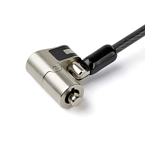 StarTech 6.6ft (2m) 3-in-1 Universal Laptop Cable Lock, TAA, Nano Wedge | Keyed Laptop/Desktop Security Cable Lock Compatible with K-Slot, Anti-Theft Steel Cable Lock with Keys, Computer