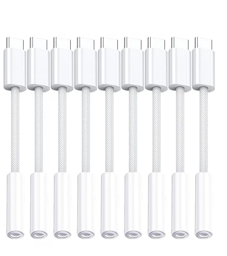 10Pack USB C to Headphone Jack Adapter,USB c to 1/8 inch Audio Adapter Compatible with iPhone 16 15 Samsung Galaxy S25,S24,S23 Ultra, Note 20, iPad Pro, MacBook, Pixel XL and More - size: 10 Pack