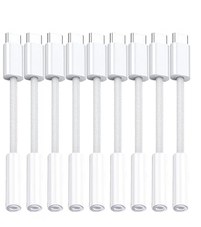 10Pack USB C to Headphone Jack Adapter,USB c to 1/8 inch Audio Adapter Compatible with iPhone 16 15 Samsung Galaxy S25,S24,S23 Ultra, Note 20, iPad Pro, MacBook, Pixel XL and More - size: 10 Pack