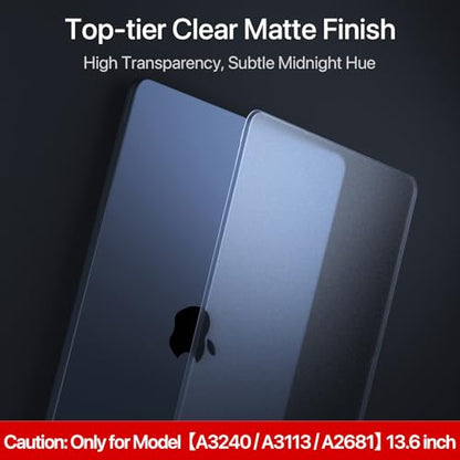 Soonjet for MacBook Air 13 inch Case with Keyboard Cover, Matte Finish Cover, Fits 2022-2026 M5/M4/M3/M2 A3449 A3240 A3113 A2681, Color-Matched Transparent Design for MacBook Air 13.6 inch | Easy to Snap On, Closes Seamlessly, Scratch Resistant, Non-Slip