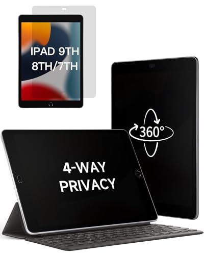 IPROKKO 360° Privacy Matte Screen Protector for iPad 9/8/7 Generation 10.2 inch (2021/2020/2019),4 Way Anti Spy Glare Blue Light 10.2in Tablet Screen Protector Filter [Compatible with Apple Pencil & Face ID, Case Friendly] - size: iPad-10.2" 2019-21