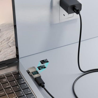 Female USB C to DC 5.5mm x 2.1mm Male Converter for Laptop, 100W 20V USB Type C Input to DC5521 Power Converter display Charging power watt, Work with PD Charger/PD Power Bank and c to c Cable