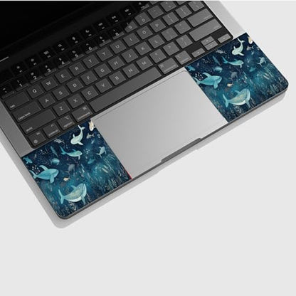 Universal Laptop Skin Sticker with 2 Wrist Pad Skins, Waterproof Scratch Resistant Vinyl Laptop Cover Decal, Cut to Fit for 11–15.6 Inch MacBook HP Dell Lenovo, Deep Sea Whale - color: Deep Sea Whale