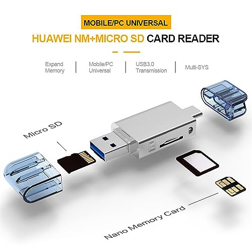 xiwai USB-C Type C/USB 2.0 to NM Nano Memory Card TF Micro SD Card Reader for Huawei Mobile Phone Laptop - style: USB-C to TF+NM