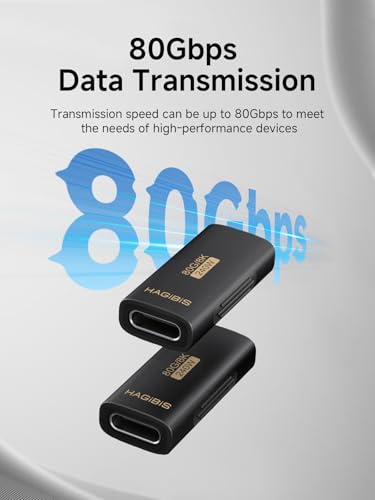 Hagibis 240W 80Gbps 8K@60Hz USB C Adapter, USB-C Female to Female Adapter, USB4 Connecter for Thunderbolt 5/4/3, Laptop, Switch, Dock, Mac, Tablet, iPhone 16 15 Pro Max (TUA07)