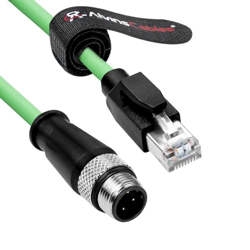 Alvin's Cables M12 D-Code 4 Pin Male to RJ45 Ethernet Cable High-Flex for Industrial Camera Sensor, Automation Application 65.6ft/20m Green - color: Green, size: 65.6ft/20M