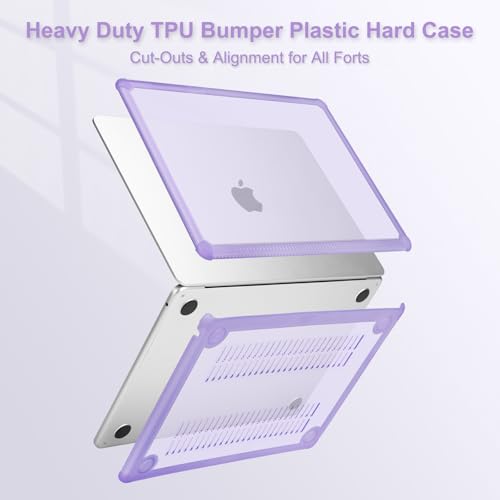 MOSISO Compatible with MacBook Air 15 inch Case M5 2026 M4 M3 M2 2025-2023 | A3448 A3241 A3114 A2941,Anti-Cracking,Heavy Duty Shock-Absorbing Hard Shell Case with TPU Bumper&Keyboard Cover, Purple - color: Purple