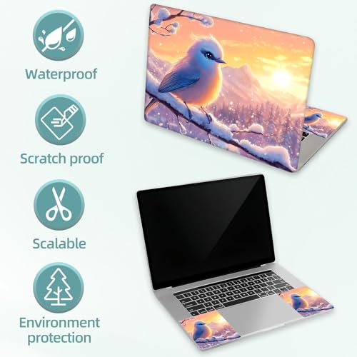Universal Laptop Skin Decal, 3-Piece Vinyl Protector for 12 13 14 15.6" Notebook, Waterproof Anti-Scratch, Easy Trim & Bubble-Free Finish, Bird with Blue Eyes - color: Bird with Blue Eyes