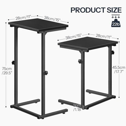 HOOBRO C Shaped End Table, Adjustable Height Sofa Side Table, Slide Under Couch Table, C Shaped Side Table for Small Spaces, for Living Room, Bedroom, Black BB71SF01 - color: Black