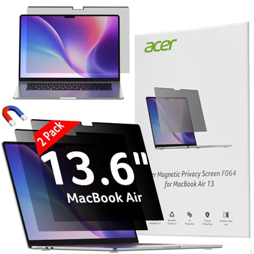 Acer [2 Pack Laptop Privacy Screen for MacBook Air 13 Inch (2022-2025 M1,M2,M3,M4), Eye Protection Anti Spy/Glare Blue Light Computer Monitor Privacy Filter, Dual-sided Magnetic & Removable - color: Macbook Air 13"