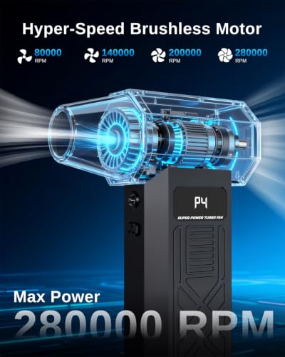 Compressed Air Duster,280000 RPM Electric Air Blower,Cordless Keyboard Cleaner with 5 Nozzles & 4 Speed Modes,Fast Charging for PC,Camera,Car and Home Cleaning
