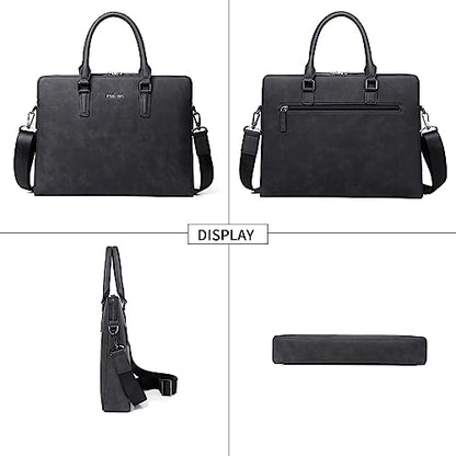 FSD. WG Business Bag Leather Messenger Bag Water Resistant Business Travel Briefcase Handbag Briefcase for Men - color: Black