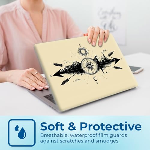 Reusable Universal Laptop Skin Sticker, Cut to Fit for 11.6–15.6 Inch Laptops, Waterproof Protective Film, No-Residue - Mountain Compass Reflection - color: Mountain Compass Reflection