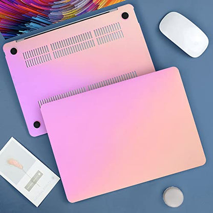Teryeefi Case for MacBook Air 13.6 Inch Model A3240 A3113 A2681 (2022-2025 Release), Laptop Hard Case+USB 3 Adapter+Keyboard Cover+Stickers for MacBook Air 13 inch M4 M3 M2, Gradient Fink to Purple - color: Gradient Pink to Purple