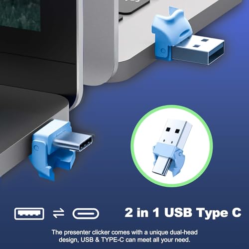 QUI Presenter Clicker USB A&C Bundle | BK600 Slim-Shaped Blue & BQ100 Remote-Shaped Pink