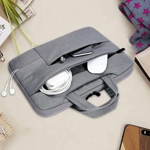 15.6 Inch Laptop Briefcase Sleeve with Hideaway Handles, Slim Work Carry Case, Front Zipper Pocket, Quick Access Fastener Pouch, Low Profile Business Handbag for Commuting, Meetings, Office Travel