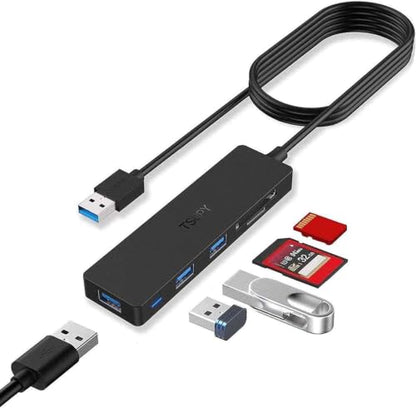 USB Hub 3.0 Splitter, TSUPY USB 3.0 Hub Multi USB Adapter Port Expander with 4ft Cable, SD/TF Card Reader & 3 USB 3.0 Ports Compatible for PC, Laptops, Surface Pro, MacBook, iMac Pro - size: 4 FT