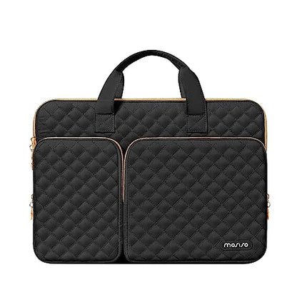 MOSISO 360 Protective Laptop Case 14 inch, 14 inch Laptop Sleeve | Compatible with HP Lenovo Dell ASUS Acer, HP Stream, Dell Latitude,Square Quilted Bag with 2 Pockets&Handle&Belt, Black - color: Black, size: 14 inch