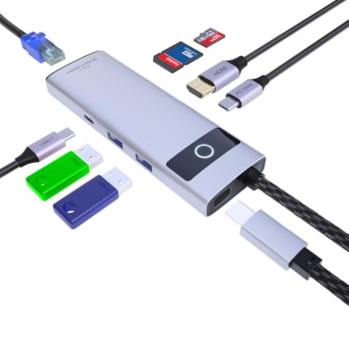 8-in-1 USB C Docking Station, Multiport Hub with 4K HDMI, 10Gbps USB-A/C Data, 100W PD Charging, SD/TF Card Reader, 100M Ethernet for MacBook Pro/Air, iPhone 15/16, Dell, HP, Laptop - size: 8 in 1