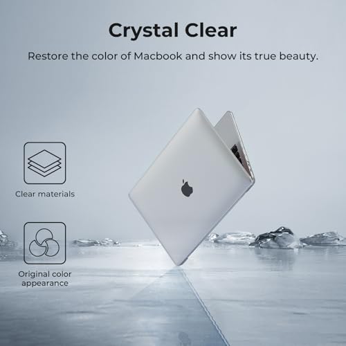 EooCoo Case for MacBook Air 13 inch M1 2020-2018, Crystal Clear | Crystal Hard Shell Scratch Resistant Protective Cover, Lightweight, Ultra Thin and Transparent, Easy Snap-On - color: Crystal Clear, size: Air 13.3-inch