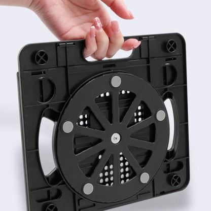 360 Degree Rotation Portable Desktop Bracket Foldable Laptop Tablets Holder for Ergonomic Adjustable Stand Portable Stand - color: Black