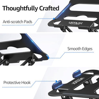 Adjustable Laptop Stand for Desk, 10-15.6“ Laptop Riser, Black | Sturdy Aluminum Foldable stand, Heat-Dissipation Design, Ergonomic Holder Fits MacBook/Dell/HP/Lenovo for Home/Office. - color: A-Black