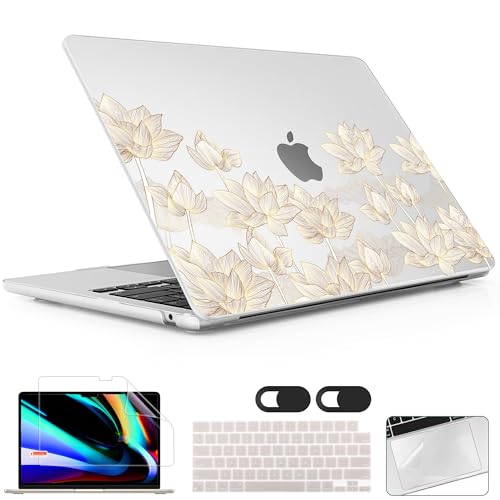 for 2026 MacBook Air 13-inch Laptop Case M5 2026 M4 2025 M3 2024 M2 2022 Release Model A3449 A3240 A3113 A2681, Hard Shell Cover for MacBook Air 13.6 inch, Lotus - color: Lotus