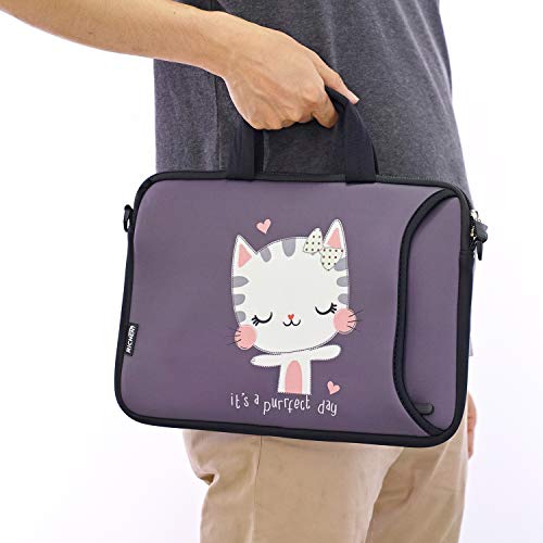 11 11.6 12 12.5 13 inches Case Laptop/Chromebook/Notebook PC Tablet Travel Case Neoprene Handle Sleeve with Shoulder (11-13.3 inch, Cute Cat) - color: Cute Cat, size: 11-13.3 inch
