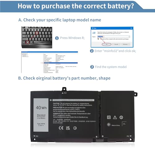 40Wh JK6Y6 Laptop Battery for Dell Latitude 3410 3510 Inspiron 5501 5508 5509 5401 5402 5408 5409 5300 5301 5400 5406 7405 7300 7306 7500 7506 2-in-1 Silver Vostro 5300 5301 5401 5501 C5KG6 CF5RH - size: 7.5 x 3.82 x 0.25 inches JK6Y6 BATTERY