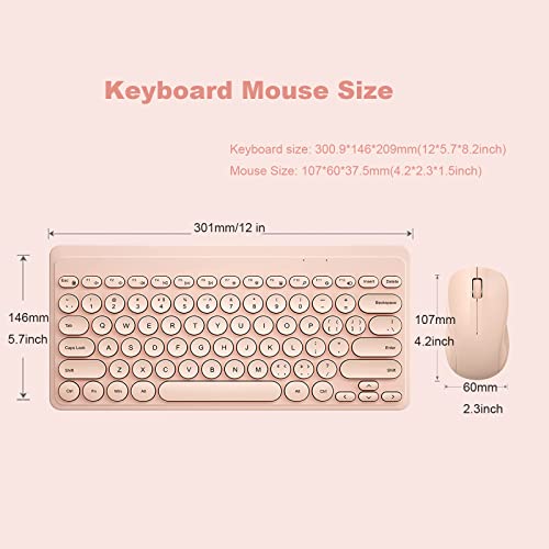 Compact Keyboard MouseCombo,JieruiDeng 79-Key Retro Mini Cute Computer Keyboard 2.4G USB Wireless and Silent Mice Set for Laptop Desktop PC iPad (Pink) - color: Pink