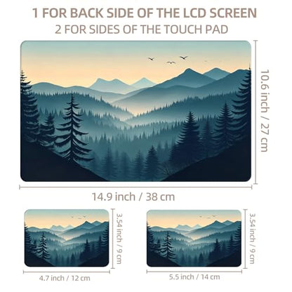 Universal Laptop Skin Sticker for 12/13/14/15.6 Inch Laptops, Reusable Vinyl Laptop Decal Cover, Waterproof Scratch Resistant Notebook Skin with 2 Wrist Pads,Misty Mountains - color: Misty Mountains